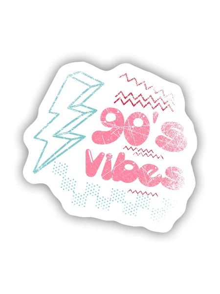 90's Vibes 90er 90s - Sticker Größe S (10 x 10 cm) - Mattweiß - Vorne