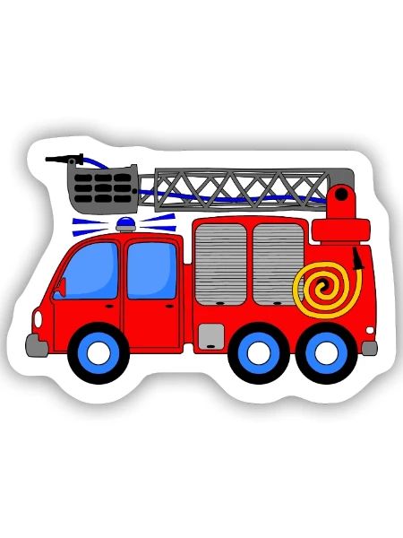 Fire engine children - Sticker size S (10 x 10 cm) - white matte - Front