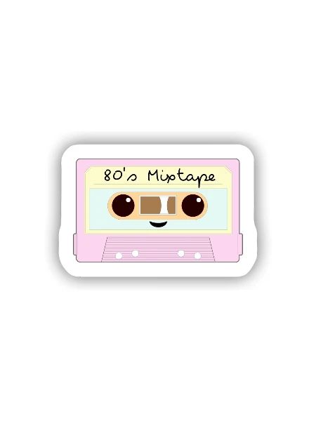 80's Mixtape Tape - Sticker Größe S (10 x 10 cm) - Mattweiß - Vorne