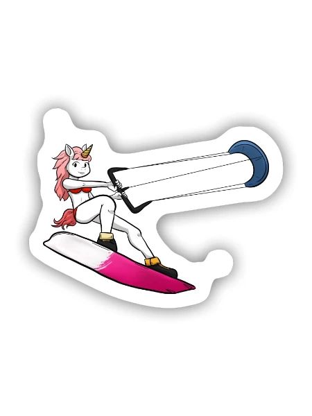 Kitesurf Unicorn - Sticker Größe S (10 x 10 cm) - Mattweiß - Vorne