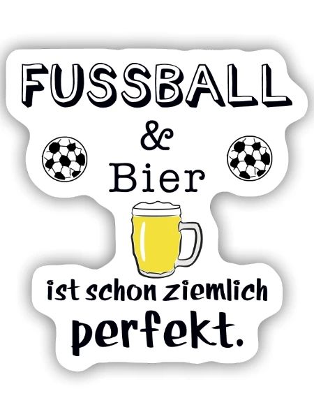 fussball und bier - Sticker Größe S (10 x 10 cm) - Mattweiß - Vorne