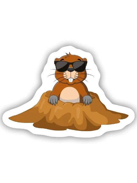 Maulwurf, Garten - Sticker Größe S (10 x 10 cm) - Mattweiß - Vorne