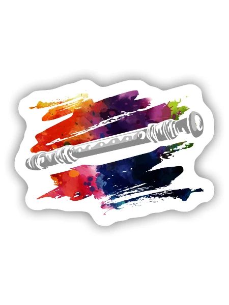 Spritzige Blockflöte Musikunterricht - Sticker Größe S (10 x 10 cm) - Mattweiß - Vorne