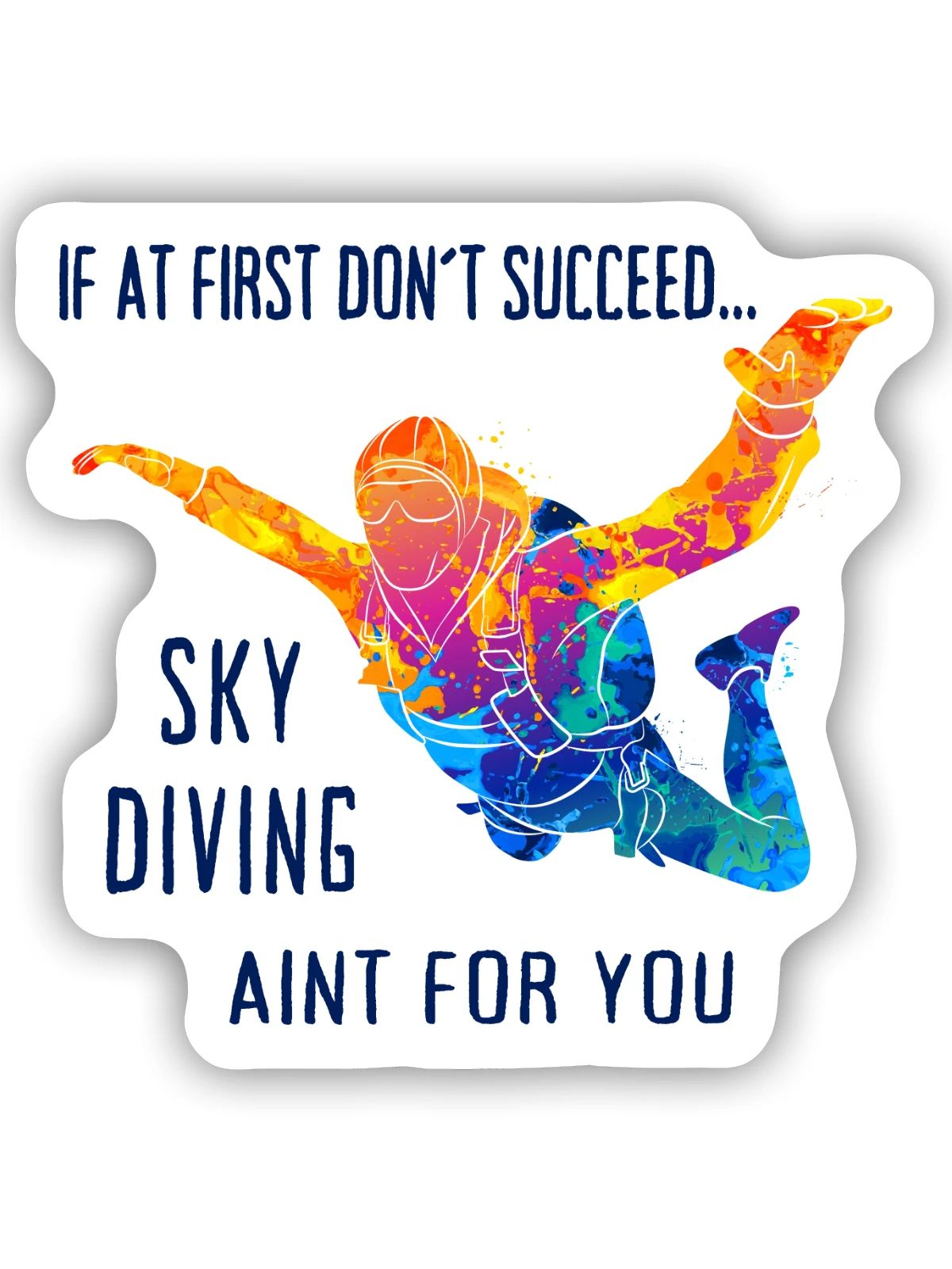 Skydive Fallschirmspringer Skydiver Freifall - Sticker Größe S (10 x 10 cm) - Mattweiß - Vorne