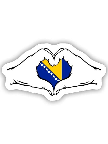Bosnien Flagge Herzform - Sticker Größe S (10 x 10 cm) - Mattweiß - Vorne