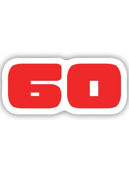 60. 60 JAHRE. 60-JÄHRIGES JUBILÄUM. GEBURTSTAG 60 JAHRE. - Sticker Größe S (10 x 10 cm) - Mattweiß - Vorne