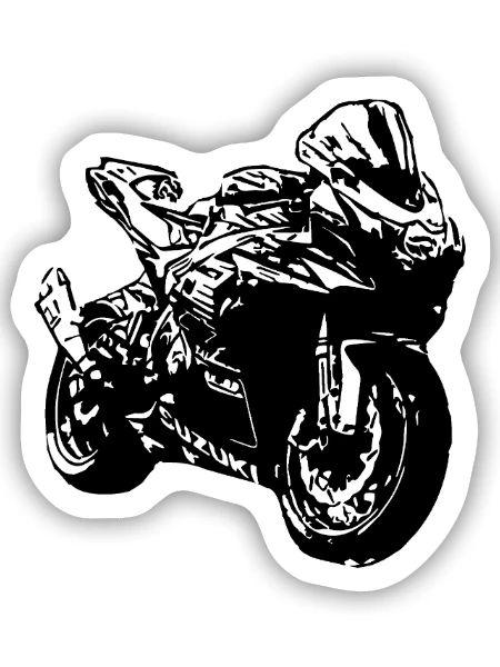 Rennmotorrad - Sticker Größe S (10 x 10 cm) - Mattweiß - Vorne