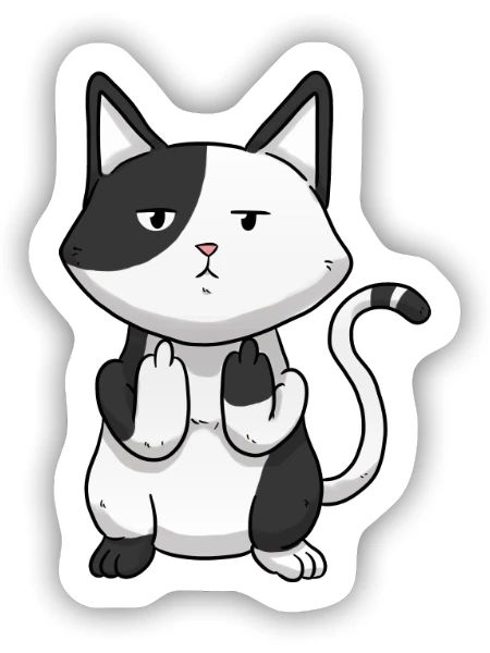 Katze Mittelfinger - Sticker Größe S (10 x 10 cm) - Mattweiß - Vorne