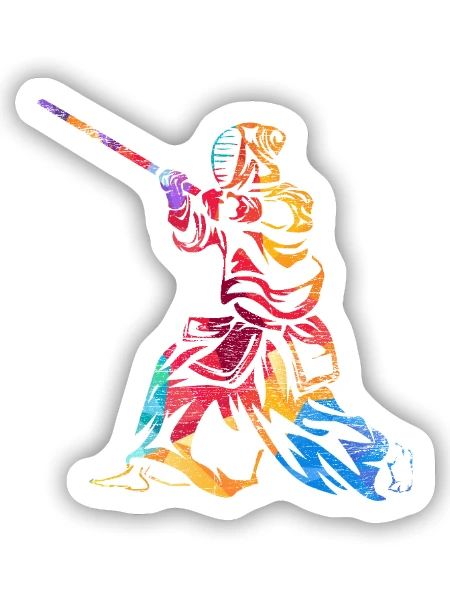 Furchtloser Kendo Schwertkämpfer - Sticker Größe S (10 x 10 cm) - Mattweiß - Vorne