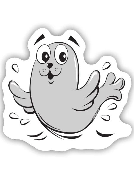 FUN BABY SEAL, SAIMAANNRPAPA TEXTILES (10-43) - Sticker Größe S (10 x 10 cm) - Mattweiß - Vorne