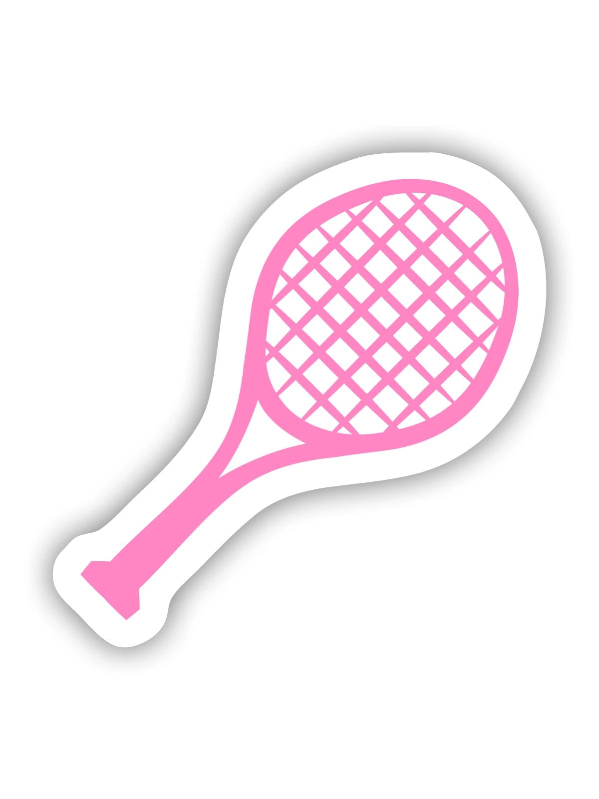 Tennis Schläger Rosa - Sticker Größe S (10 x 10 cm) - Mattweiß - Vorne