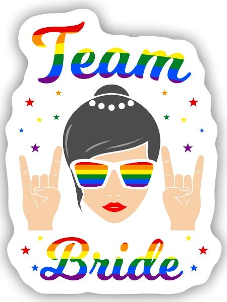 Team Bride LGBT Lesbe JGA Junggesellinnenabschied - Sticker Größe S (10 x 10 cm) - Mattweiß - Vorne