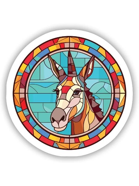 Esel Buntes Aquarell Tier Haustier Illustration - Sticker Größe S (10 x 10 cm) - Mattweiß - Vorne