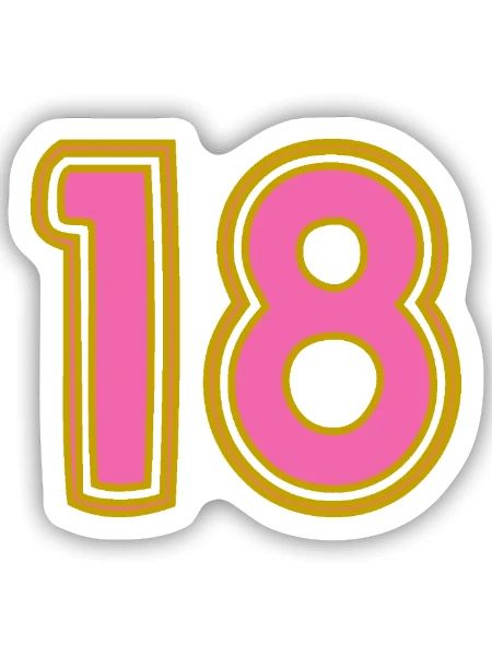 18. 18 YEARS OLD. 18th ANNIVERSARY - Sticker size S (10 x 10 cm) - white matte - Front