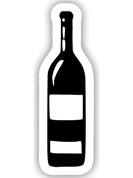 Weinglas, Wein, Weinflasche - Sticker Größe S (10 x 10 cm) - Mattweiß - Vorne
