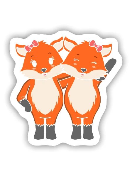Füchse - Sticker Größe S (10 x 10 cm) - Mattweiß - Vorne