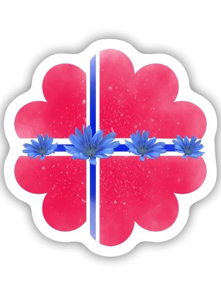 Norwegen Blumen Norwegen Flagge Wegwarte - Sticker Größe S (10 x 10 cm) - Mattweiß - Vorne
