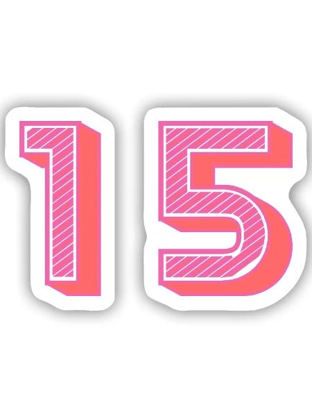 15. 15 ANS. 15e ANNIVERSAIRE. ANNIVERSAIRE 15 ANS. - Sticker taille S (10 x 10 cm) - blanc mat - Devant