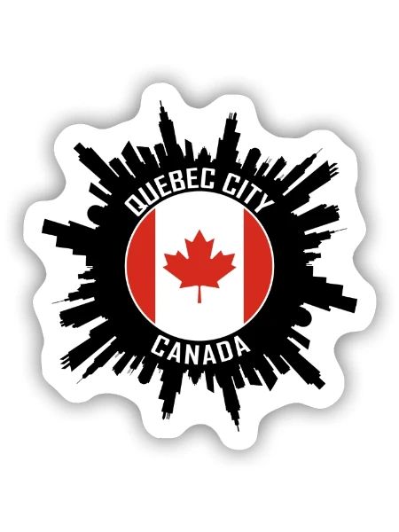 Quebec City Skyline Kanada Flagge Reisesouvenir - Sticker Größe S (10 x 10 cm) - Mattweiß - Vorne