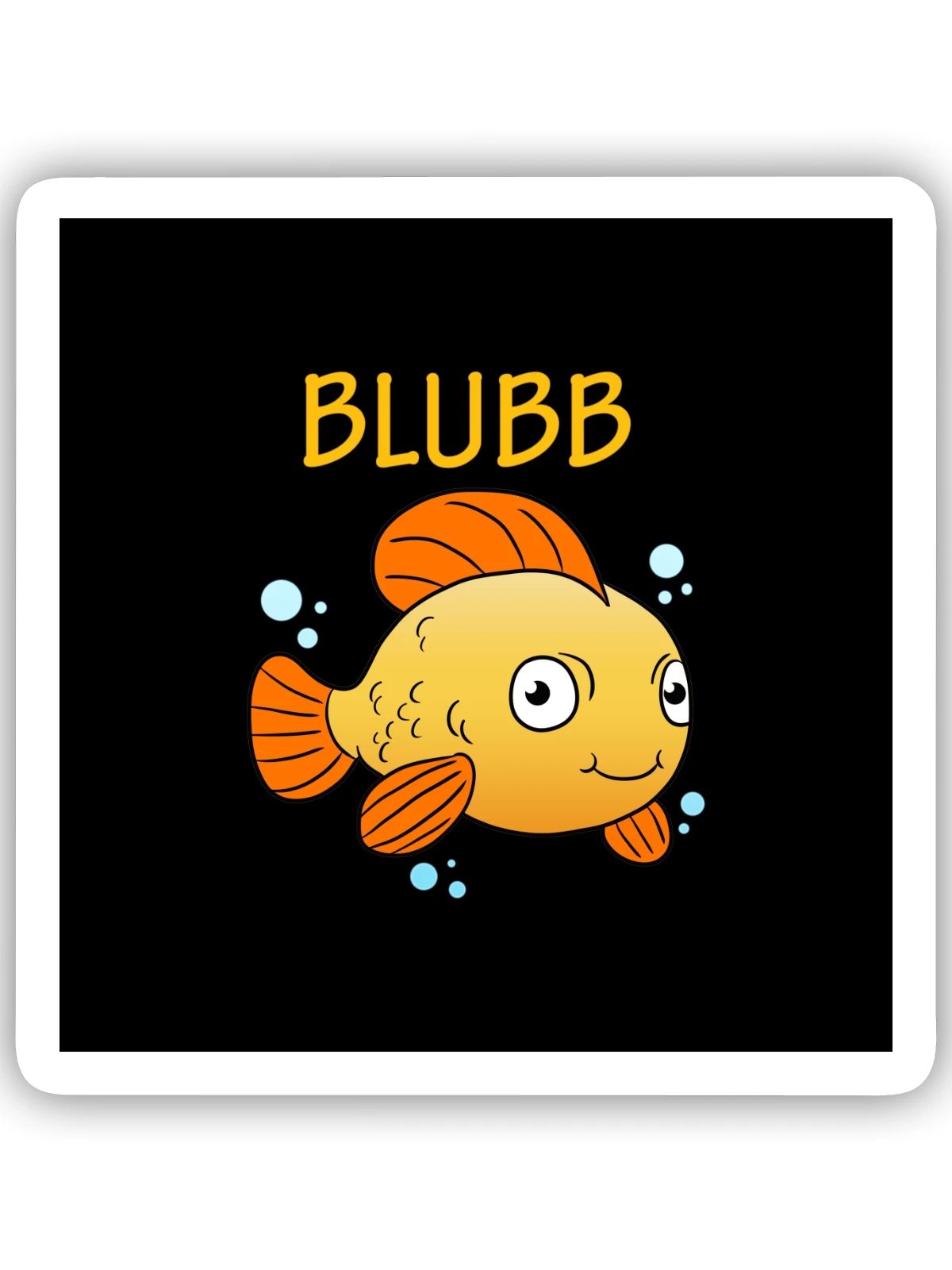 Blubb Maske Goldfisch - Sticker Größe S (10 x 10 cm) - Mattweiß - Vorne