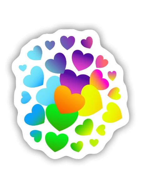 Herzen Herz viele Herzen - Sticker Größe S (10 x 10 cm) - Mattweiß - Vorne