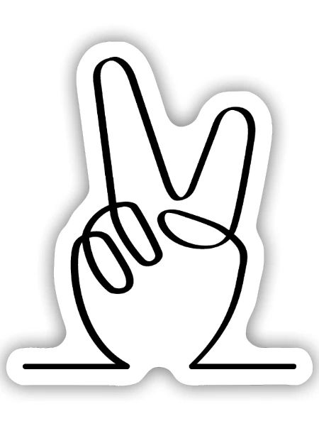 Friedenssymbol. V-Finger für Freiheit. - Sticker Größe S (10 x 10 cm) - Mattweiß - Vorne