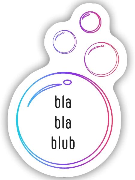 bla bla blub - Sticker Größe S (10 x 10 cm) - Mattweiß - Vorne