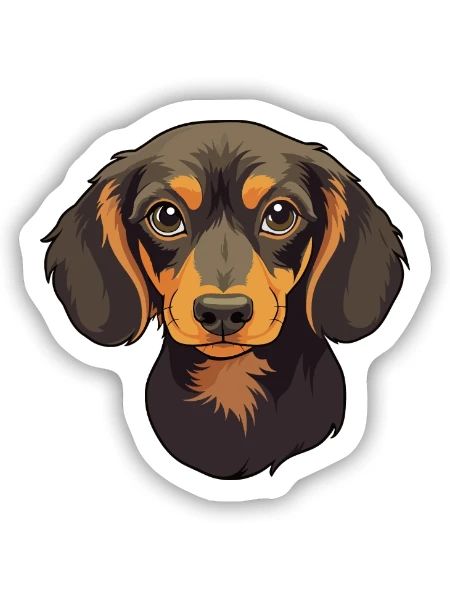 Miniatur Dackel Hunderasse Cartoon Kawaii Illus - Sticker Größe S (10 x 10 cm) - Mattweiß - Vorne