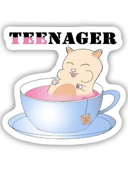 Teenager, Tee-Nager - Sticker Größe S (10 x 10 cm) - Mattweiß - Vorne