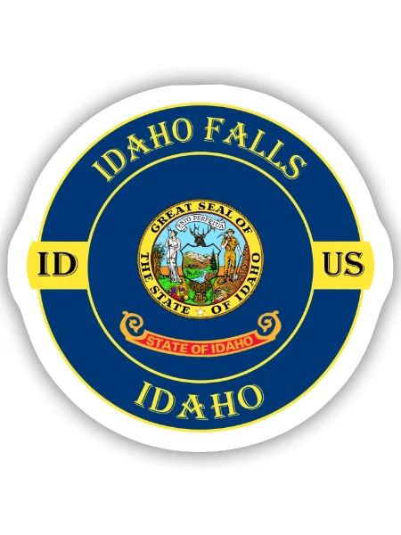Idaho Falls Idaho Flagge USA Reise Souvenir Abzeichen - Sticker Größe S (10 x 10 cm) - Mattweiß - Vorne