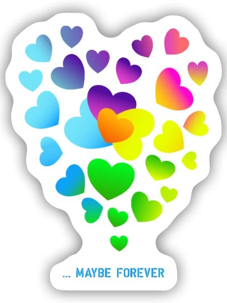 Herzen bunte Herzen Herzen Haufen - Sticker Größe S (10 x 10 cm) - Mattweiß - Vorne