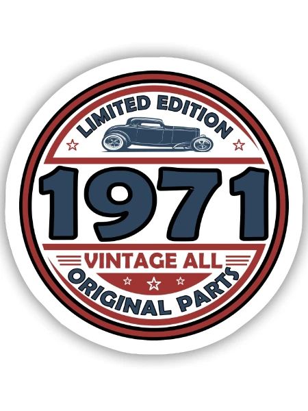 Jahrgang 1971 - Sticker Größe S (10 x 10 cm) - Mattweiß - Vorne