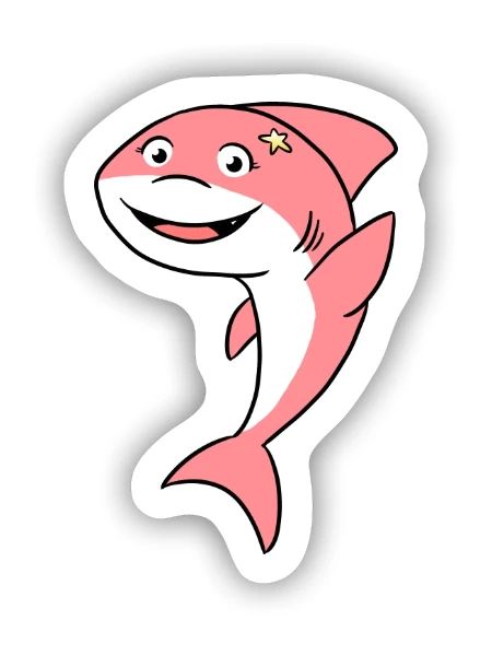 Hai Süß, Süßer Hai - Sticker Größe S (10 x 10 cm) - Mattweiß - Vorne