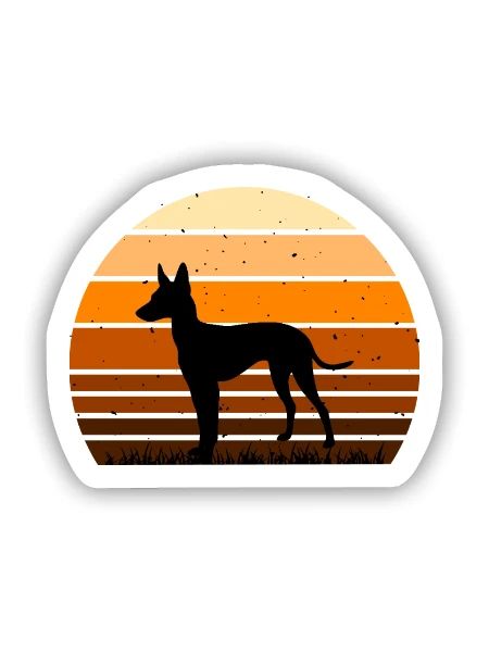 Cirneco Dell Etna Dog Love Silhouette Retro Sunset - Sticker Größe S (10 x 10 cm) - Mattweiß - Vorne