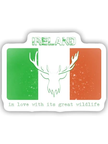 IRLAND WILDLIFE Fahne Irland - Sticker Größe S (10 x 10 cm) - Mattweiß - Vorne