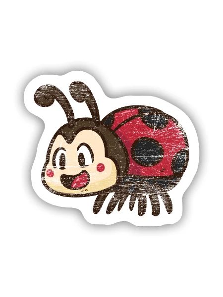 Funkelnder Marienkäfer Glücksbringer - Sticker Größe S (10 x 10 cm) - Mattweiß - Vorne