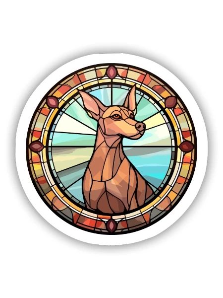 Cirneco Dell Ätna Hunderasse Buntglas Bunt - Sticker Größe S (10 x 10 cm) - Mattweiß - Vorne