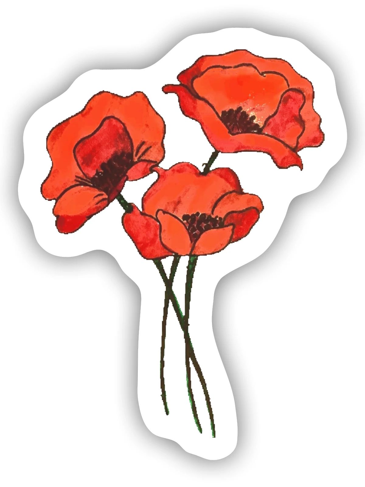 Trio von Mohnblumen - Sticker Größe S (10 x 10 cm) - Mattweiß - Vorne