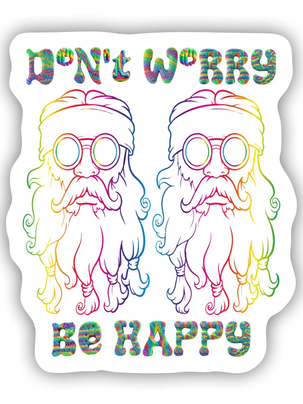 Psychedelische Hippies - Sticker Größe S (10 x 10 cm) - Mattweiß - Vorne