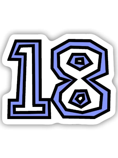 18. 18 YEARS OLD. 18th ANNIVERSARY. BIRTHDAY 18 YEARS. - Sticker size S (10 x 10 cm) - white matte - Front