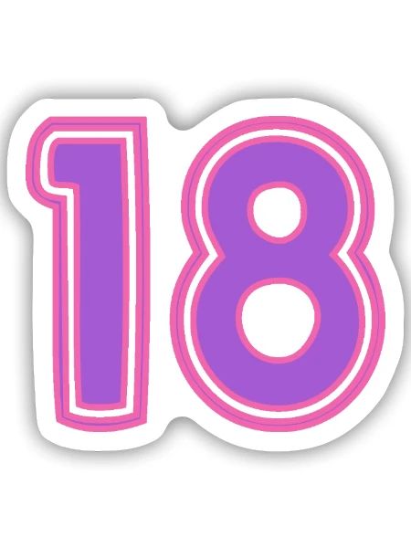 18. 18 YEARS OLD. 18th ANNIVERSARY. BIRTHDAY 18 YEARS. - Sticker size S (10 x 10 cm) - white matte - Front