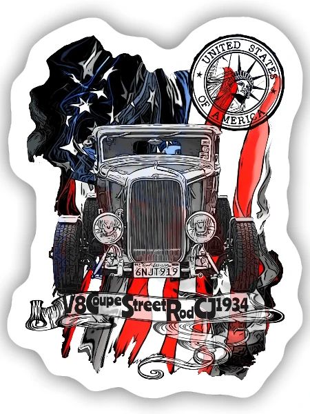Vintager Stret Rot Americana - Sticker Größe S (10 x 10 cm) - Mattweiß - Vorne