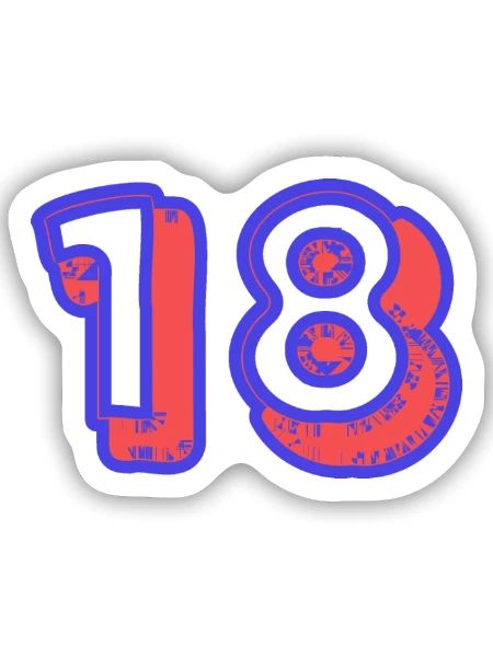 18. 18 JAHRE ALT. 18. JAHRESTAG. 18. GEBURTSTAG. - Sticker Größe S (10 x 10 cm) - Mattweiß - Vorne