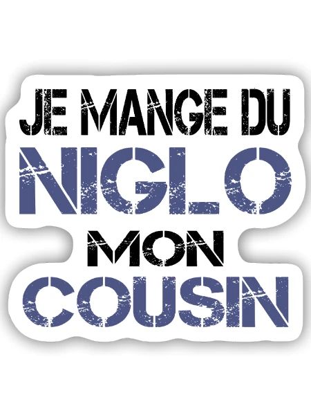 Je mange du Niglo - Sticker taille S (10 x 10 cm) - blanc mat - Devant