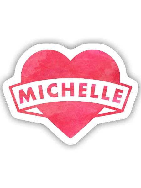 Pinkes Herzbanner Michelle - Sticker Größe S (10 x 10 cm) - Mattweiß - Vorne