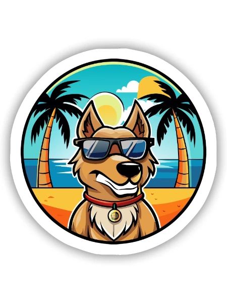 Magyar Agar Dog Breed Cartoon Sunglasses Beach - Sticker size S (10 x 10 cm) - white matte - Front