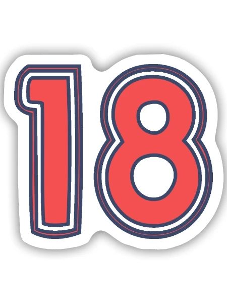 18. 18 YEARS OLD - Sticker size S (10 x 10 cm) - white matte - Front