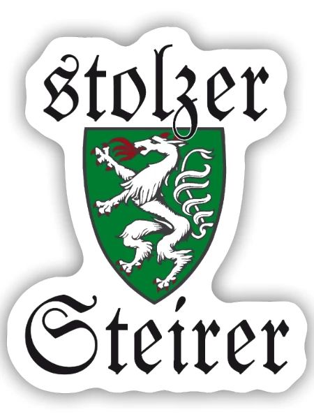 Stolzer Steirer Wappen Steiermark Spruch Geschenk - Sticker Größe S (10 x 10 cm) - Mattweiß - Vorne