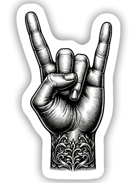 Rock on Hand with Devils Horns - Sticker size S (10 x 10 cm) - white matte - Front