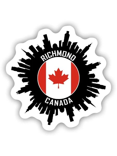 Richmond Skyline Kanada Flagge Reise-Souvenir - Sticker Größe S (10 x 10 cm) - Mattweiß - Vorne